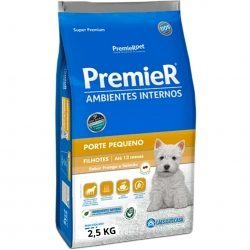 Premier Ambientes Internos Cães Filhotes Sabor Frango & Salmão 2,5 Kg