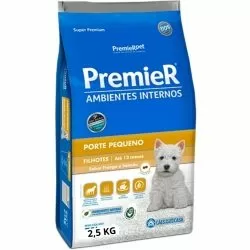 Premier Ambientes Internos Cães Filhotes Sabor Frango & Salmão 2,5 Kg