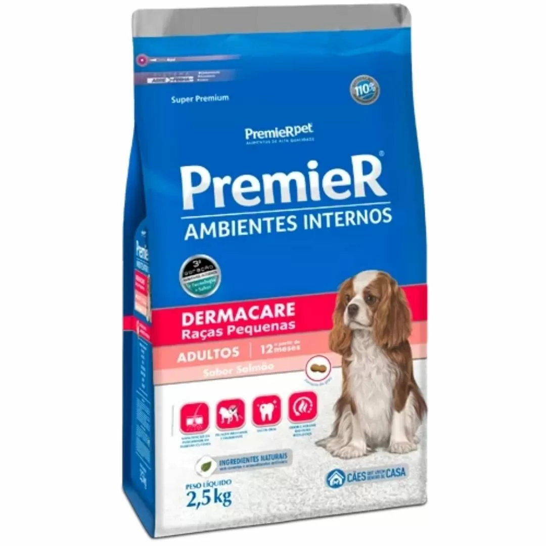 Premier Ambientes Internos Dermacare – Cães Adultos Sabor Salmão