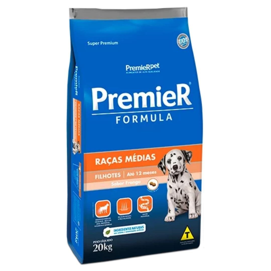 Premier Formula Raças Médias Cães Filhotes Sabor Frango 20 kg