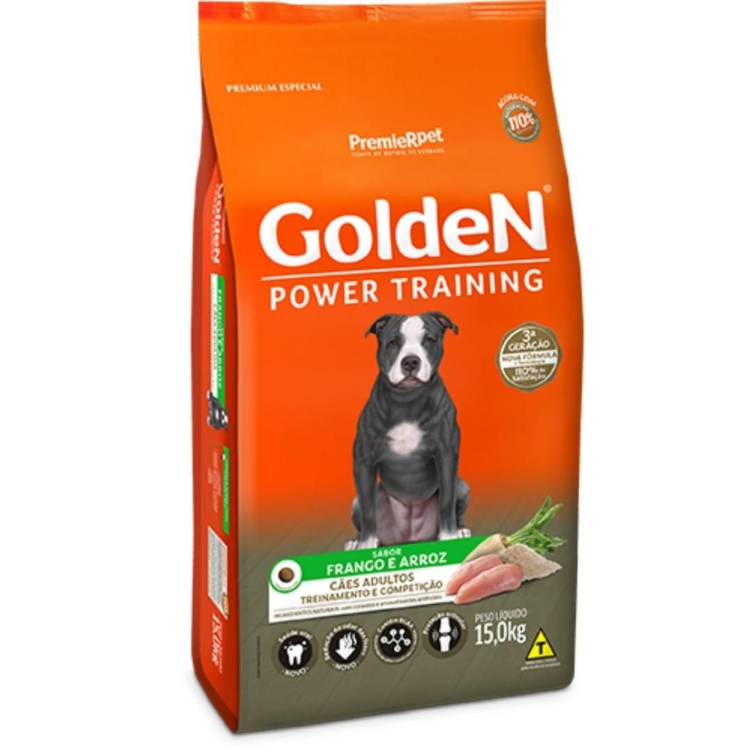 Golden Power Training para Cães Adultos Sabor Frango e Arroz – 15kg